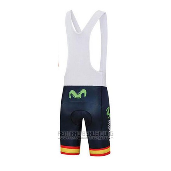 2018 Fahrradbekleidung Movistar Champion Spanien Trikot Kurzarm und Tragerhose - zum Schließen ins Bild klicken